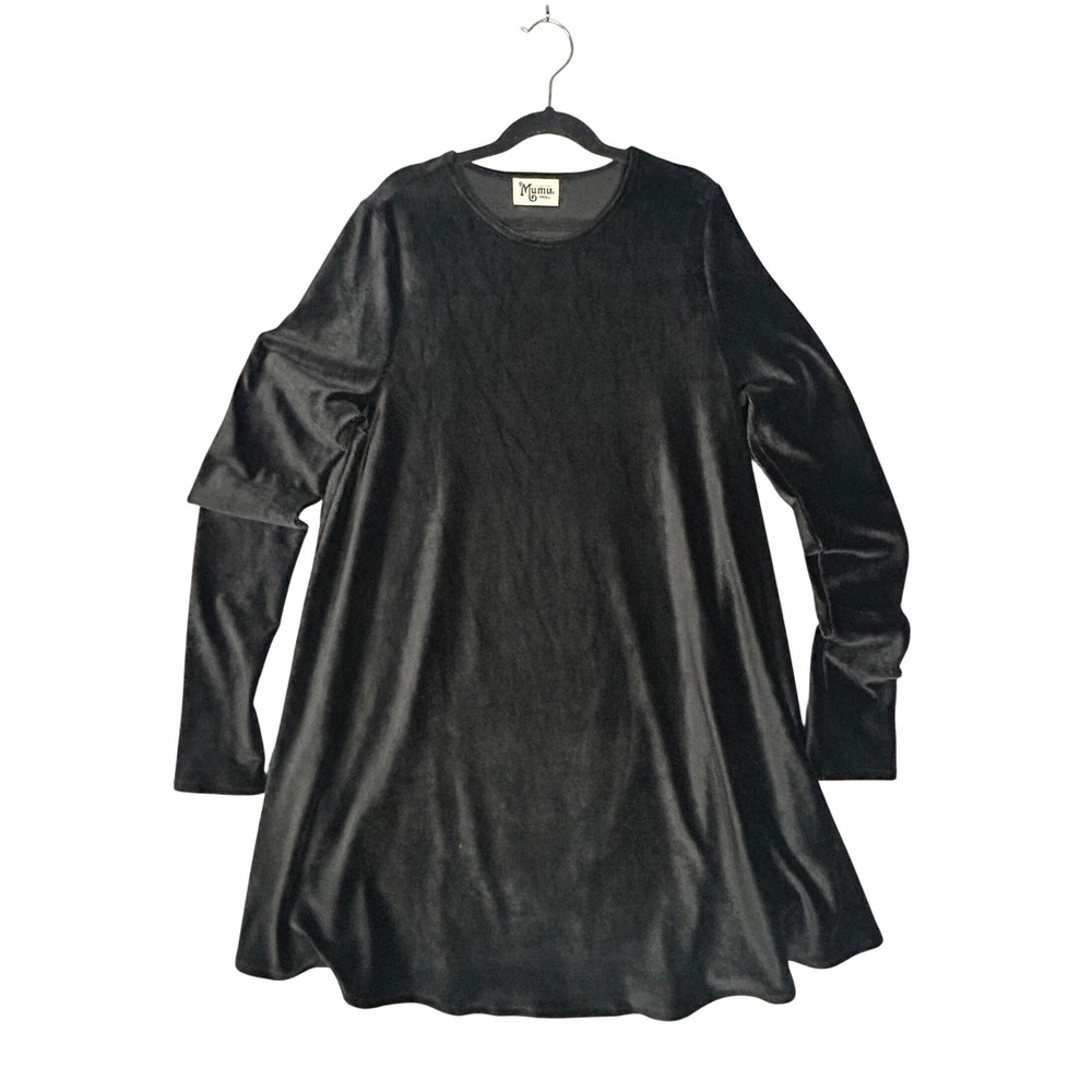 Show Me Your Mumu Black Velvet Swing Dress Womens Small Long Sleeve A Line